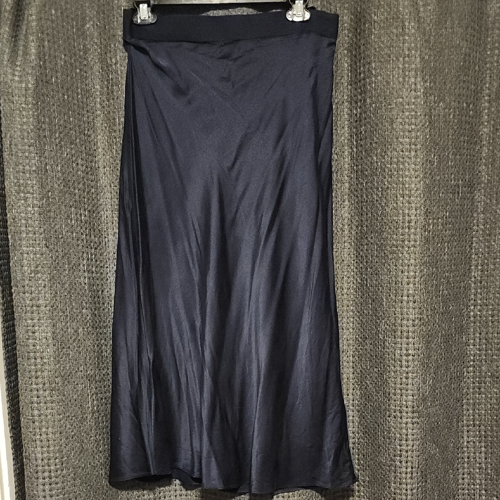 Elegant QUINCE Silk Navy Blue Women's Skirt